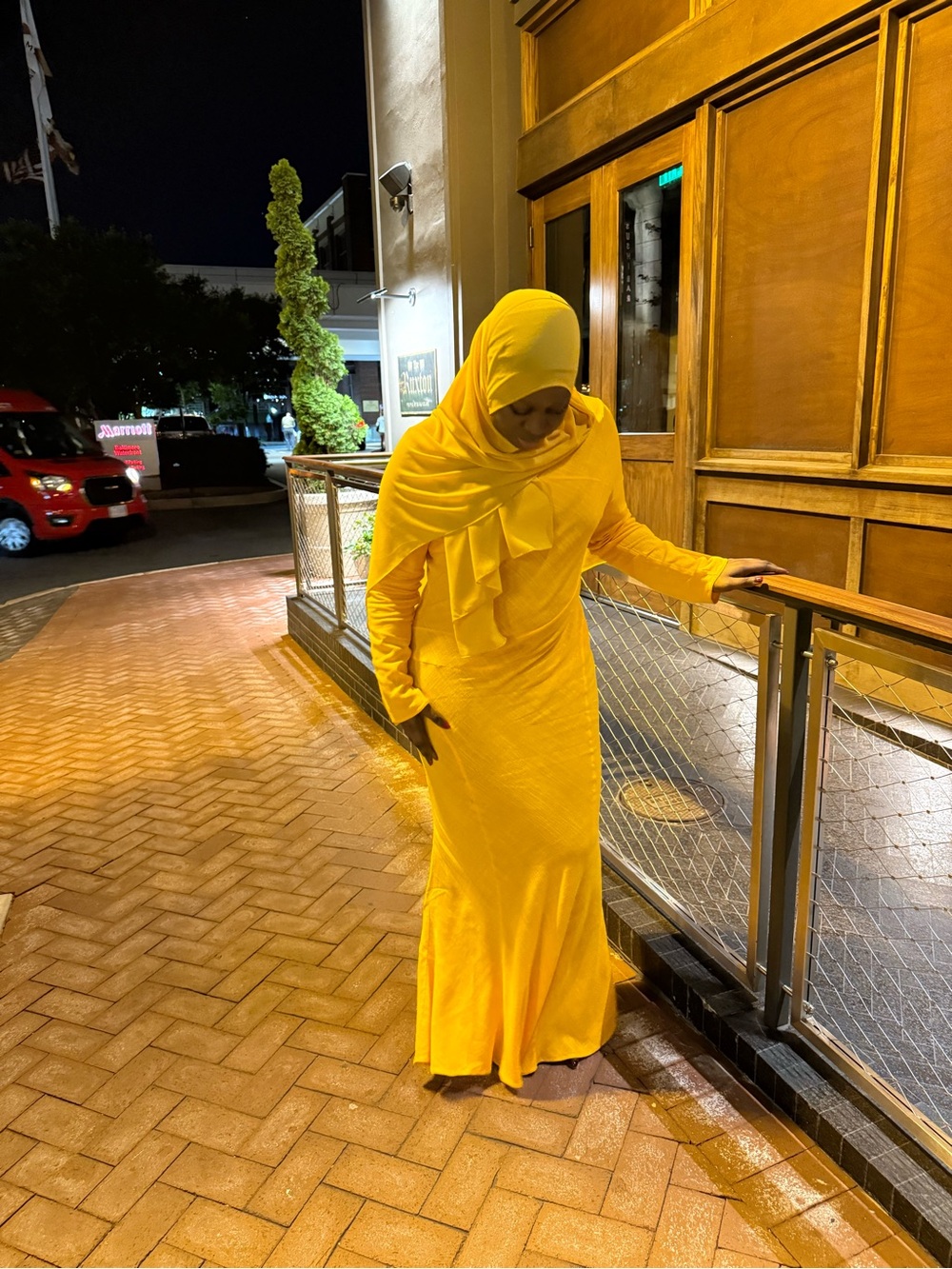 Elegant Orange Modest Maxi Dress- Women's Dress